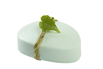 Image showing green soap with leaf