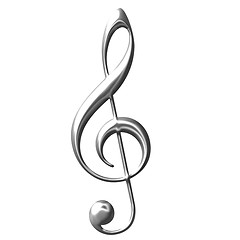 Image showing 3D Silver Treble Clef 