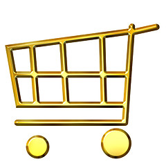 Image showing 3D Golden Shopping Cart