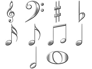 Image showing 3D Silver Music Notes 