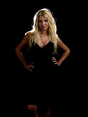 Image showing Hot blonde in black dress