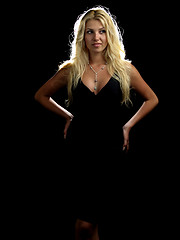 Image showing Hot blonde in black dress