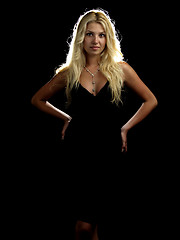 Image showing Hot blonde in black dress