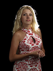 Image showing Hot blonde in ornamental dress