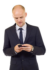 Image showing  businessman texting