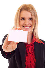 Image showing  woman with business card