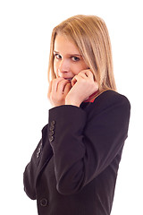 Image showing businesswoman worries on phone