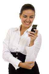 Image showing woman sending a text message