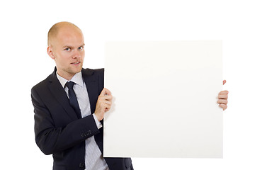 Image showing man holding a white board