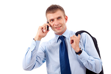 Image showing Young businessman with phone