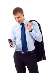 Image showing business man texting on phone