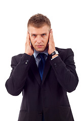 Image showing  man in the Hear no evil pose 