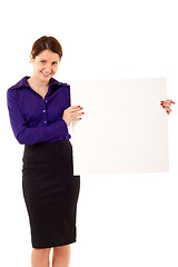 Image showing woman holding blank sign