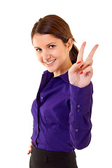 Image showing woman making victory sign