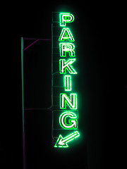 Image showing Parking sign neon light