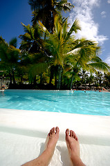 Image showing Feet in swimming pool