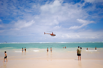 Image showing Helicopter near beach