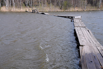 Image showing Wooden Walkway Across the River