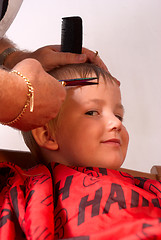 Image showing Boy at the hairdresser