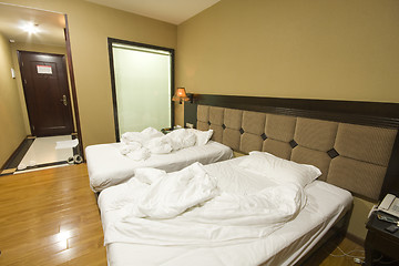 Image showing Double bed in the hotel room 