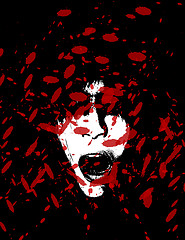 Image showing Scary And Bloody Creepy Women Face