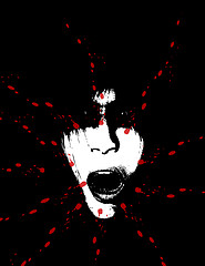 Image showing Scary And Bloody Creepy Women Face