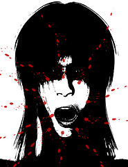 Image showing Scary And Bloody Creepy Women Face