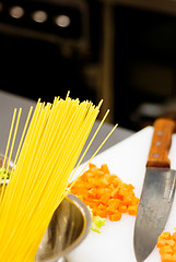 Image showing italian spaghetti pasta on kitchen