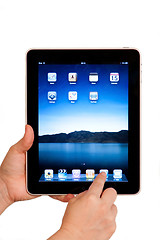 Image showing iPad tablet computer user hands