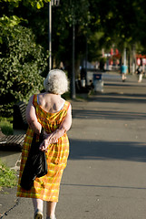 Image showing old lady walk