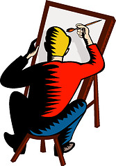 Image showing artist painting on blank canvas