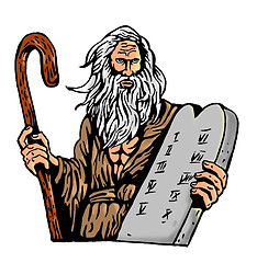 Image showing Moses Carrying The Ten Commandments On A Tablet