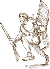 Image showing american revolutionary carrying flag