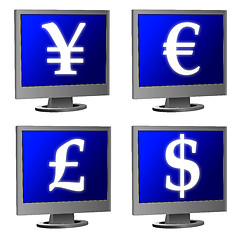 Image showing computer monitor with money currency signs
