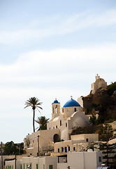Image showing Greek Island church blue dome Ios Cyclades Islands
