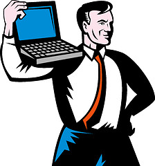 Image showing Man carrying computer notebook laptop