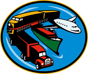 Image showing land, sea, and air freight, transportation and travel