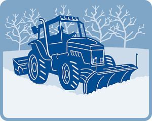 Image showing Snow plow tractor plowing winter