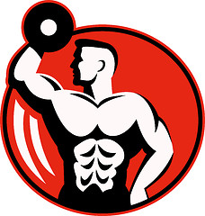 Image showing human figure body builder lifting a dumbbell