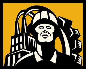 Image showing worker with cap factory building