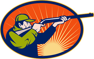 Image showing Hunter aiming rifle shotgun