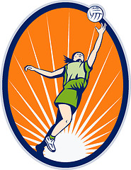 Image showing netball player rebounding