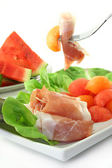 Image showing Ham with melon