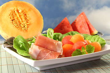 Image showing Ham with melon