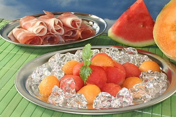 Image showing Melon with ham