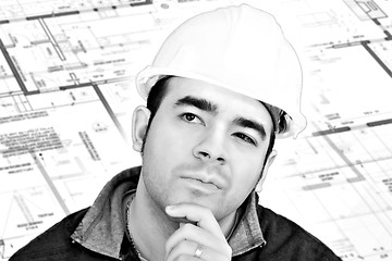 Image showing Construction Worker Thinking