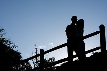 Image showing Kissing Couple Silhouette