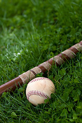 Image showing Baseball Bat and Ball