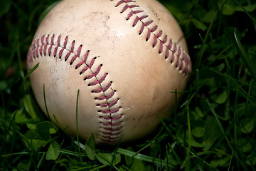 Image showing Old Baseball in the Grass