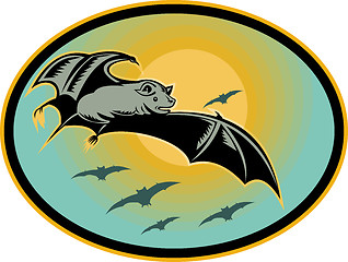 Image showing Bat flying with moon